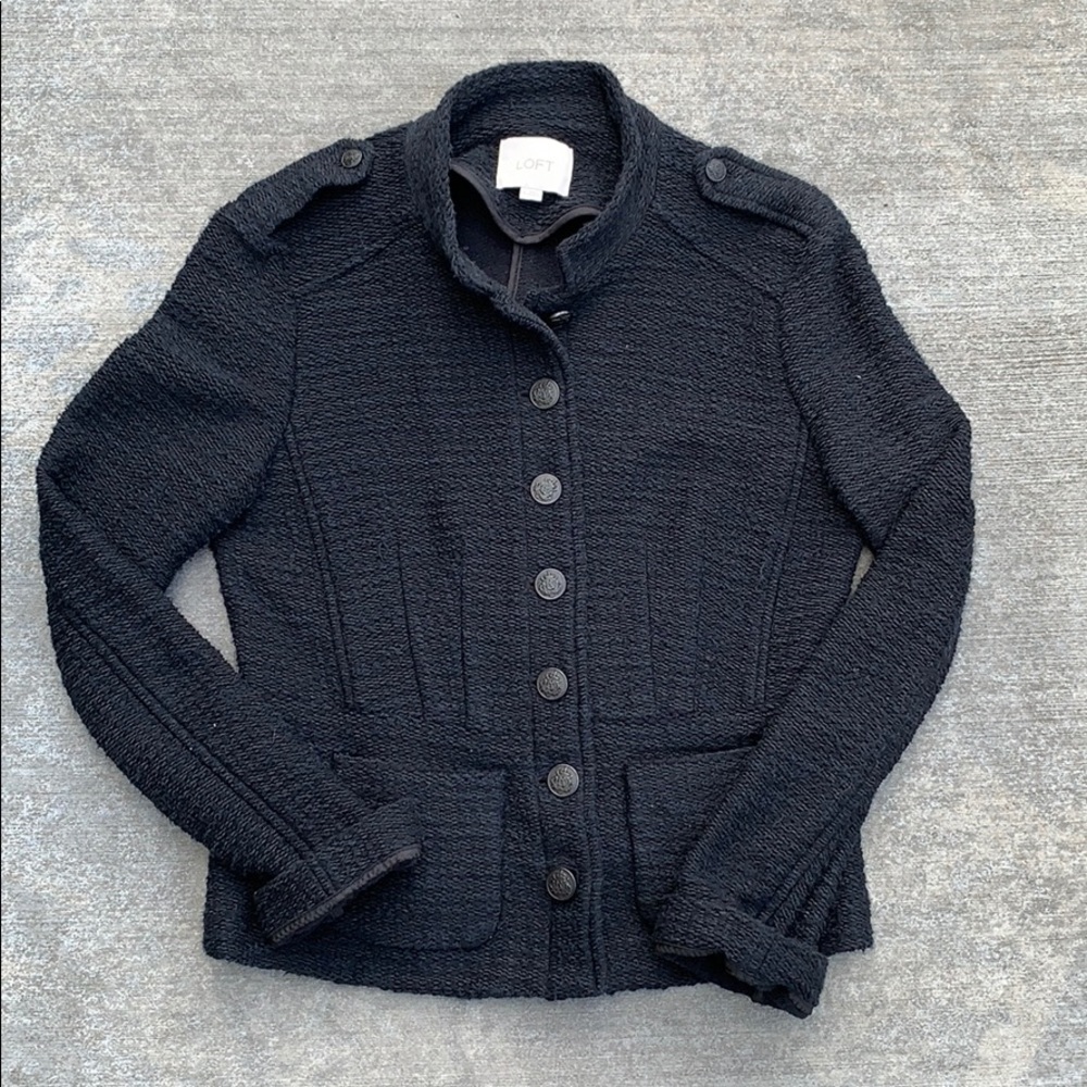 Loft Mandarin Collar Textured Blazer, Size 4